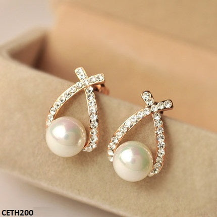 Cross Pearl Stud Tops Pair
