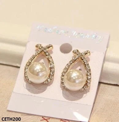 Cross Pearl Stud Tops Pair