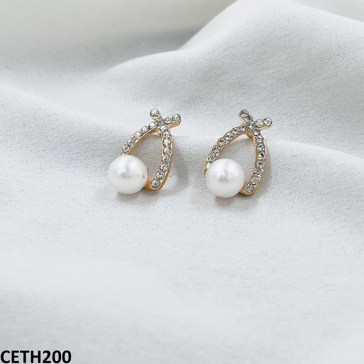 Cross Pearl Stud Tops Pair