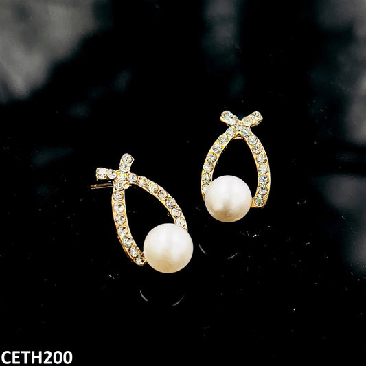 Cross Pearl Stud Tops Pair