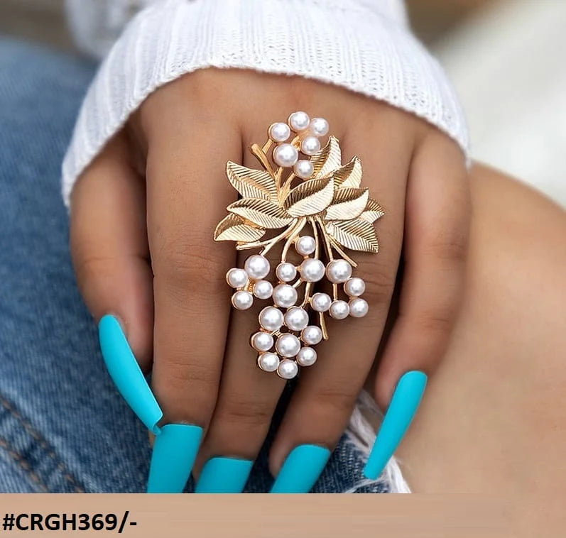 Leaf n Pearl Ring Adjustable