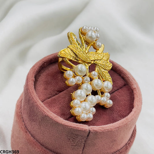Leaf n Pearl Ring Adjustable